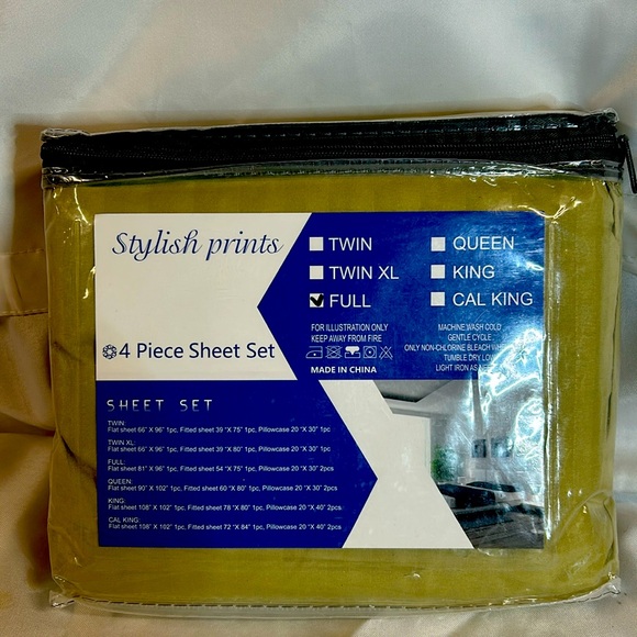 Stylish Prints 4 Piece Sheet Set. Size-Full. Sage Green Color. NWT - Picture 1 of 7